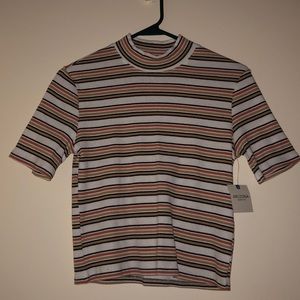 3 FOR $25 NEW Mock-neck Striped Top